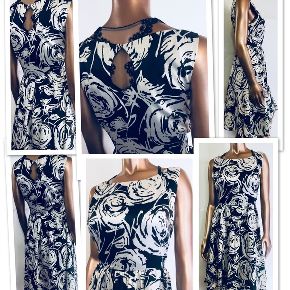 I.C.E. Vtg Dress Cutout Back Button Floral Sz 14 - Picture 3 of 8